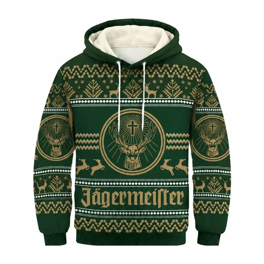 Green Deer Ugly Pullover Hoodie & Sweatpant Set - THREADPARTY