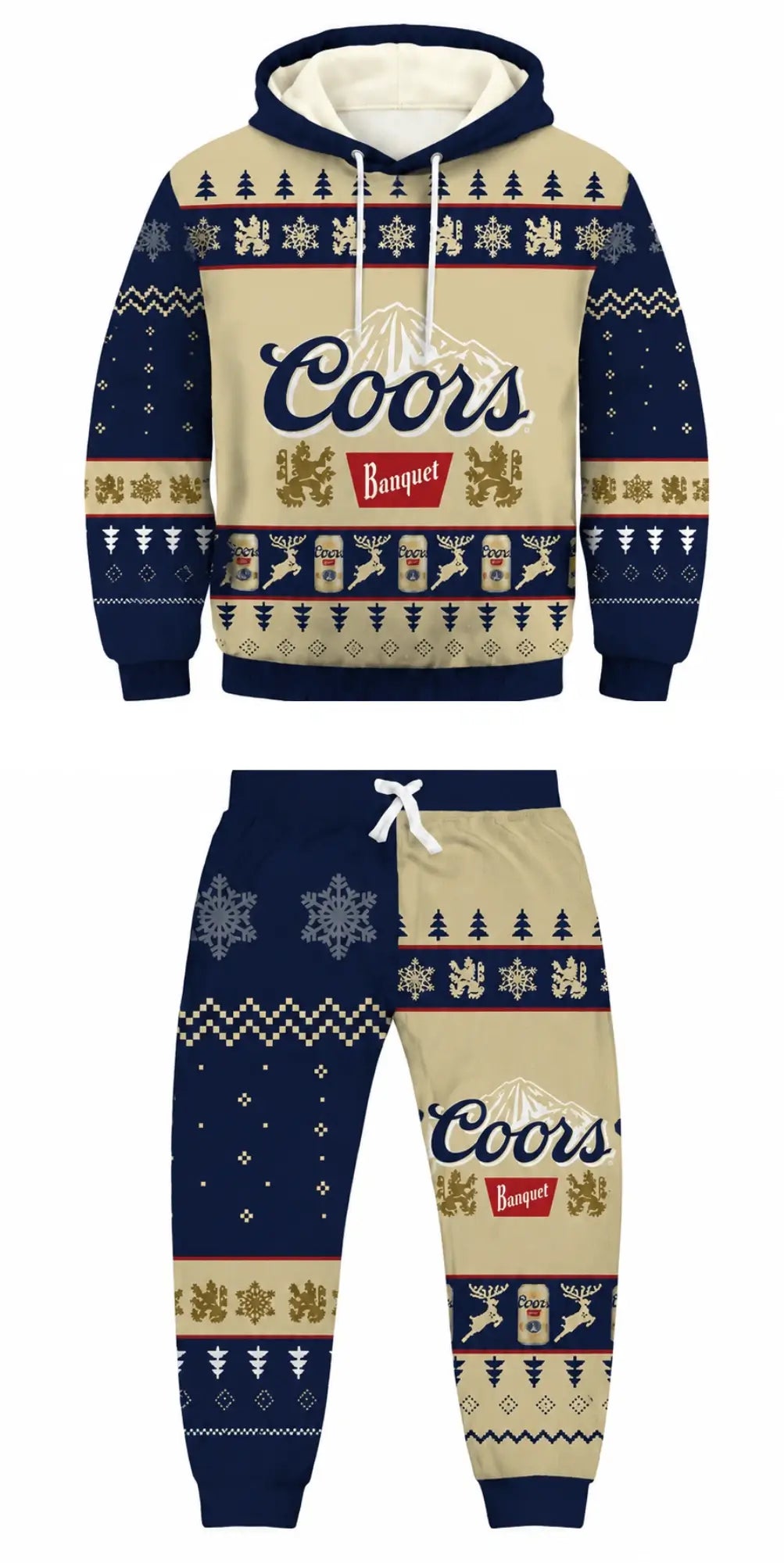 Navy Beer Ugly Pullover Hoodie & Sweatpant Set - THREADPARTY