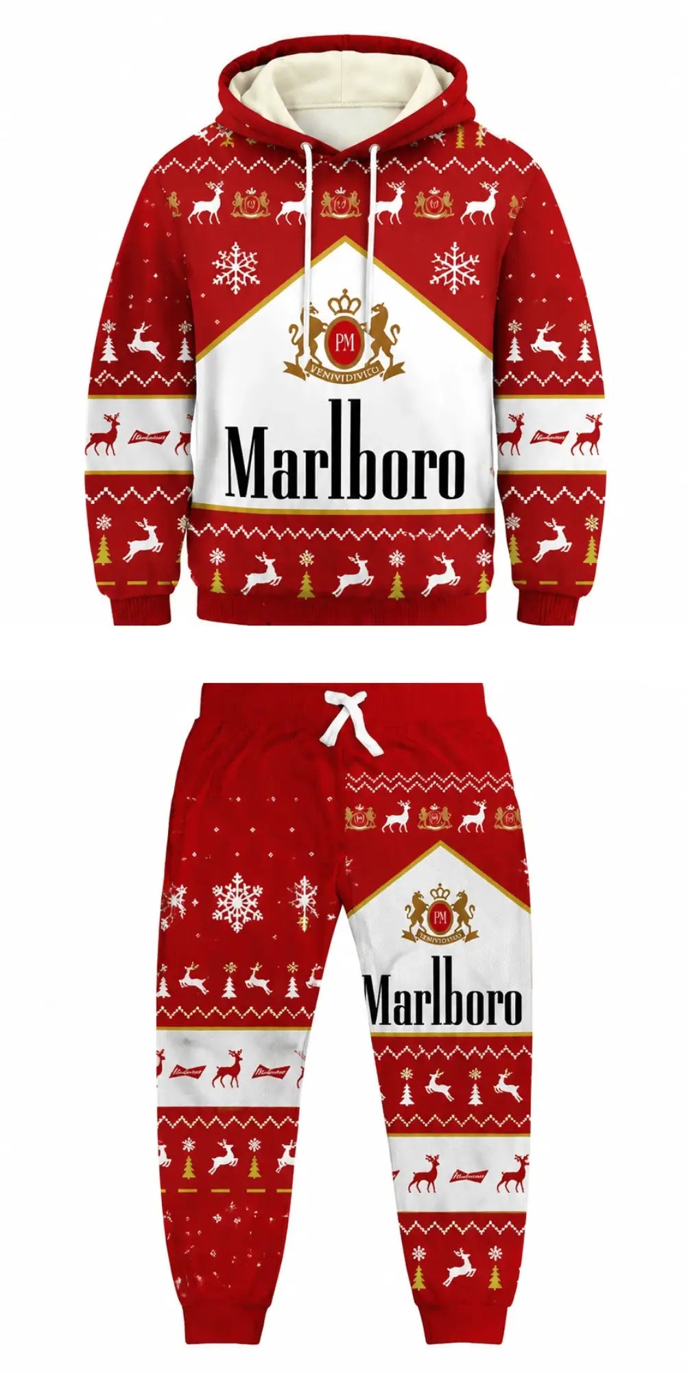 Red Tobacco Ugly Pullover Hoodie & Sweatpant Set - THREADPARTY