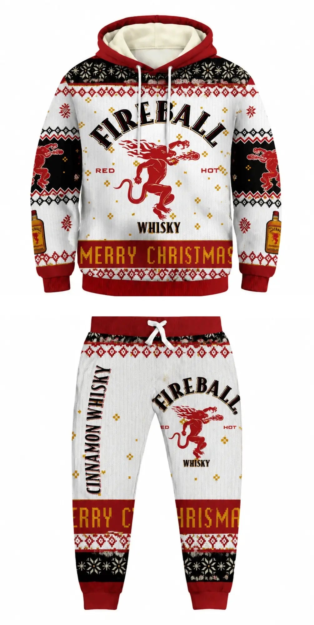 Red Whiskey Ugly Pullover Hoodie & Sweatpant Set - THREADPARTY
